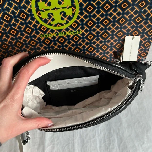 Tory Burch Willa Quilted Nylon Belt Bag Black Fanny Pack Crossbody Bag - Picture 10 of 11